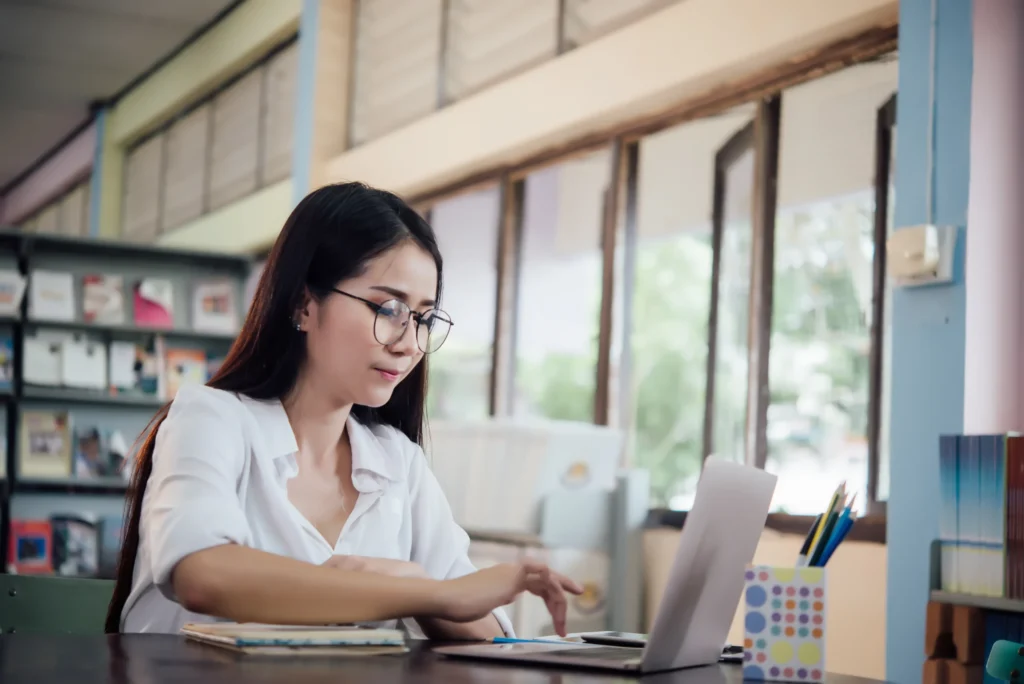 higher education student taking test