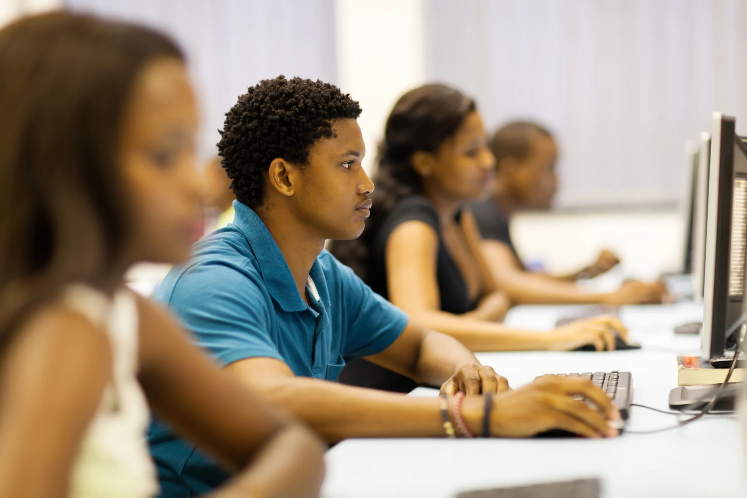 students taking exam center 2